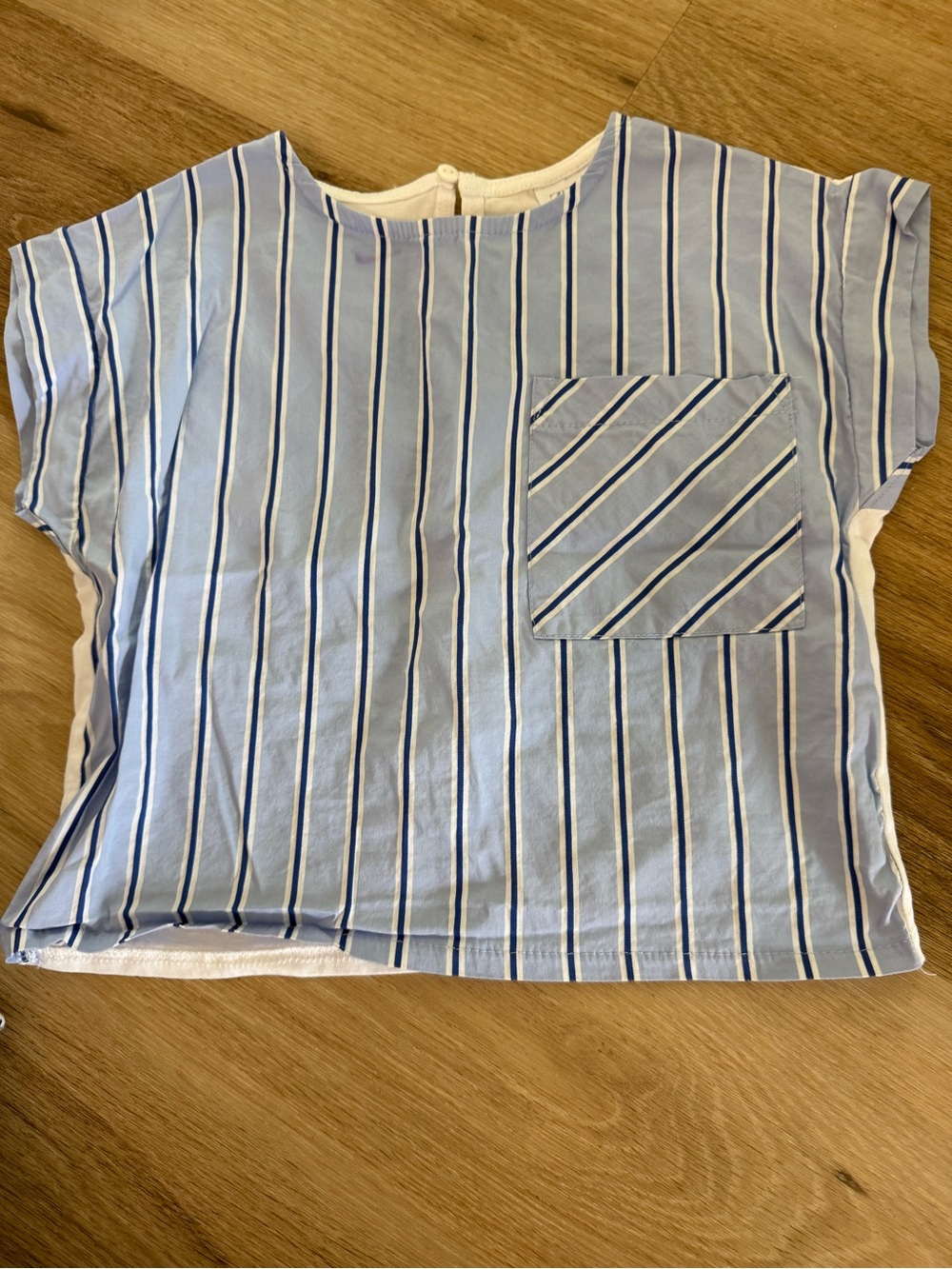 Zara Blue and White Striped Pocket Tee